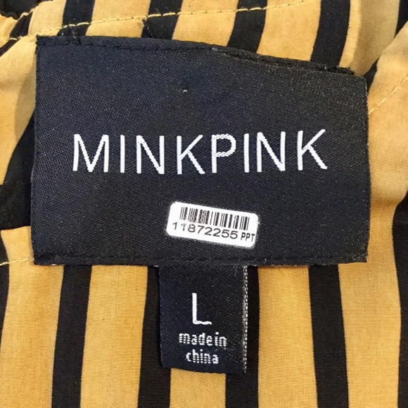 MINKPINK Black & Gold Stripe Pleated Dress Size Large - Picture 5 of 7
